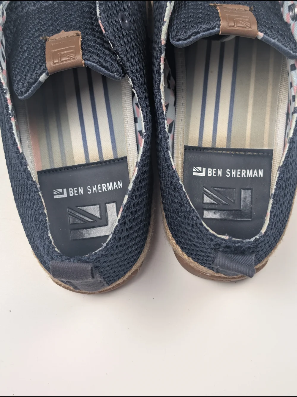 Ben Sherman Mens Mesh Knit Espadrille Slip On Shoes Navy Blue Loafers Size 10